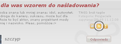 Umiejscowienie ikony RSS